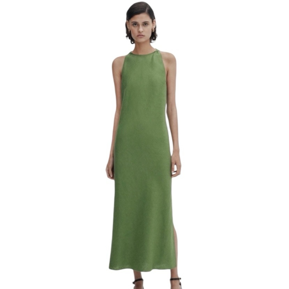 Massimo dutti sleeveless lime green linen blend full length dress. NWT